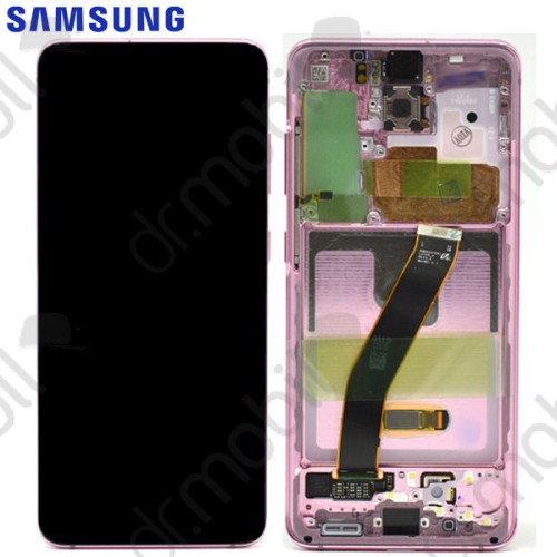 Előlap Samsung Galaxy S20 (SM-G980F) keret + LCD kijelző (érintőkijelző) GH82-22131C rózsaszín